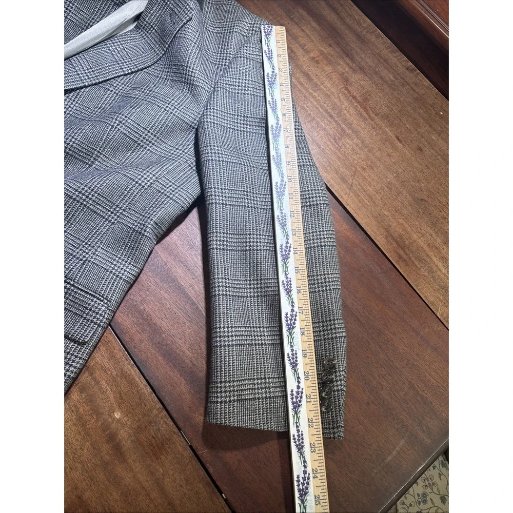 Hart Schaffer Marx Wool Plaid Suit Jacket‎ Sz 46 Regular